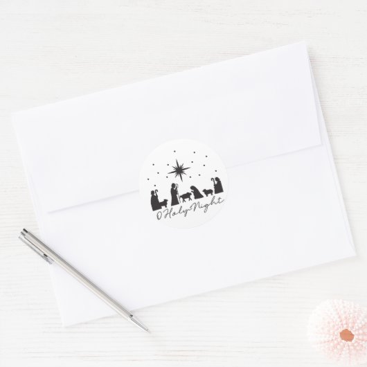 O Heilige Night Ronde Sticker (Envelop)