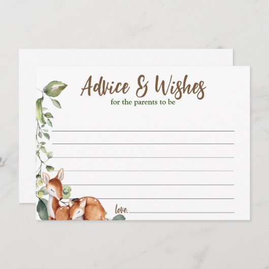 O hert! Baby shower Advies Kaart (Voorkant / Achterkant)