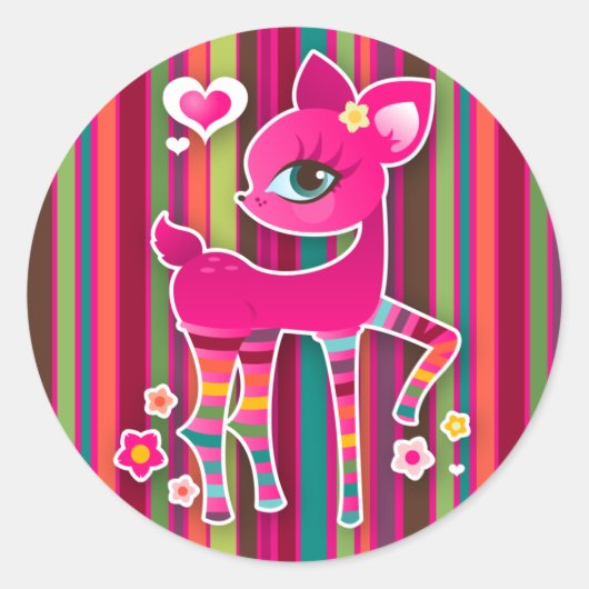 O hert! Gestreepte Stickers (Voorkant)