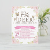 O hert! Uitnodiging voor baby shower (Staand voorkant)