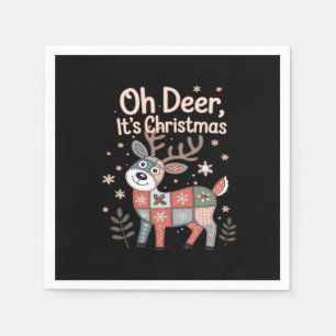 O Herten Het Is Kerst Miniatuur Patchwork Vierkant Servet