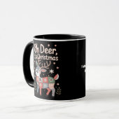 O Herten Het Is Kerstmis Miniatuur Patchwork Vierk Mok (Voorkant links)
