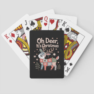 O Herten Het Is Kerstmis Miniatuur Patchwork Vierk Pokerkaarten