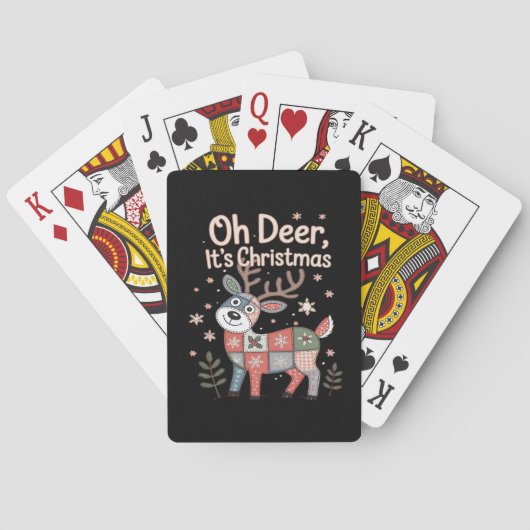 O Herten Het Is Kerstmis Miniatuur Patchwork Vierk Pokerkaarten (Achterkant)
