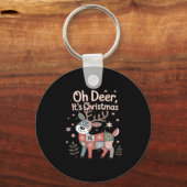 O Herten Het Is Kerstmis Miniatuur Patchwork Vierk Sleutelhanger (Voorkant)