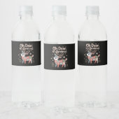 O Herten Het Is Kerstmis Miniatuur Patchwork Vierk Waterfles Etiket (Flessen)