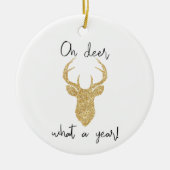 O Herten, Wat Een Jaar! Grappige Kerstmis Aangepas Keramisch Ornament (Voorkant)