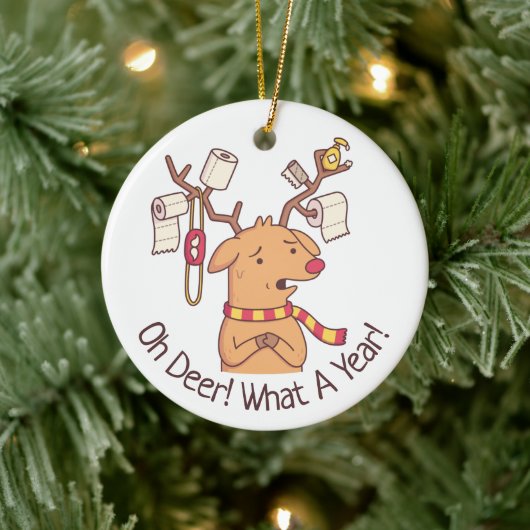 O Herten, Wat Een Jaar, Grappige Rendier Kerst Keramisch Ornament (Boom)