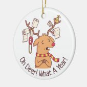 O Herten, Wat Een Jaar, Grappige Rendier Kerst Keramisch Ornament (Links)