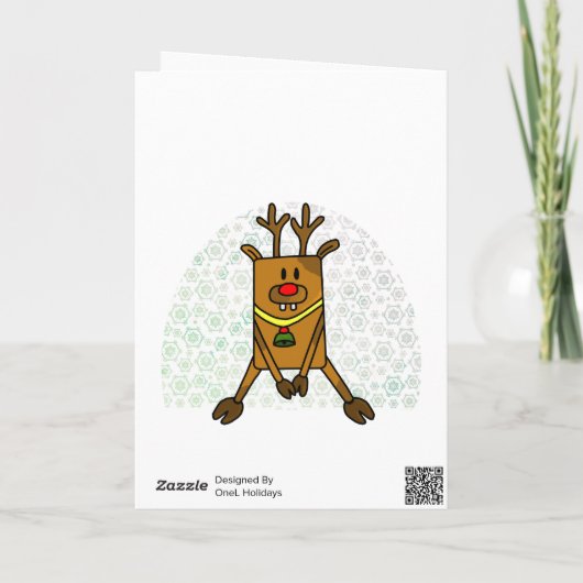 O Herten Wat een Jaar Grappige Tekening Sneeuwvlok Feestdagen Kaart (Achterkant)