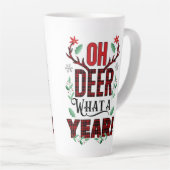 O Herten Wat een Jaar Kerst Plaid Latte Mok (Rechterhoek)