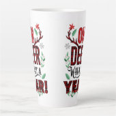O Herten Wat een Jaar Kerst Plaid Latte Mok (Voorkant)