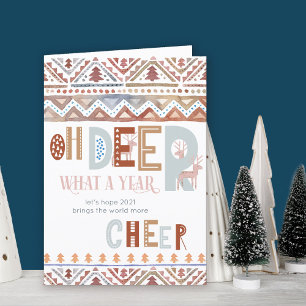 O Herten Wat een Jaar Noordse Kerst Fairisle Feestdagen Kaart