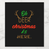 O hertenge Kerstviering Vakantiedesign Wijn Etiket (Enkel label)