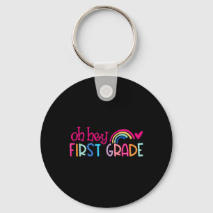 O Hey Eerste Klas Regenboog Gelukkig Eerste Dag Te Sleutelhanger