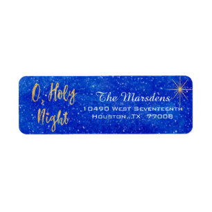 O Holy Night Blue en Gold Custom Return Etiket