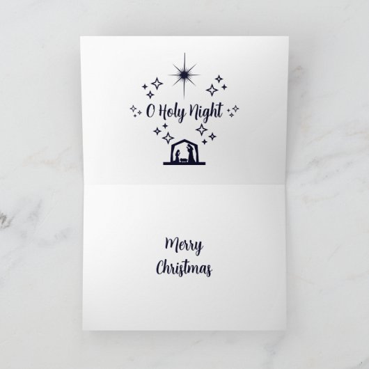 O Holy Night Christmas Minimalistische typografie Feestdagen Kaart (Binnen)