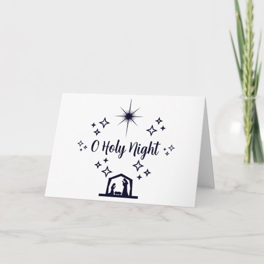 O Holy Night Christmas Minimalistische typografie Feestdagen Kaart (Voorkant)