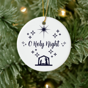 O Holy Night Christmas Minimalistische typografie Keramisch Ornament