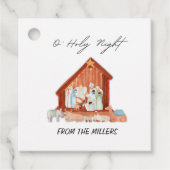 O' Holy Night Geboorte Kerstcadeau Label (Voorkant)