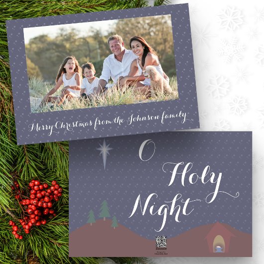 O Holy Night Kerstmis Foto Feestdagenkaart
