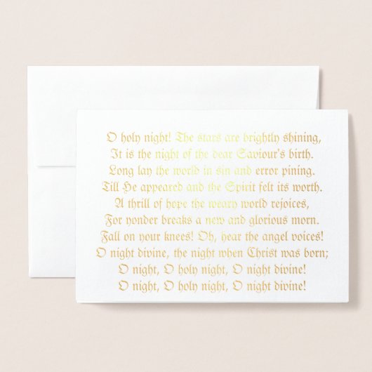 O Holy Night Lyrics Folie Kerst Kaart (Voorkant met envelop)