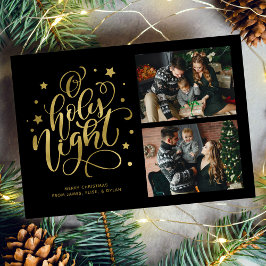 "O Holy Night" Modern Lettering Foto Feestdagenkaart