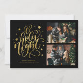 "O Holy Night" Modern Lettering Foto Feestdagenkaart (Voorkant)