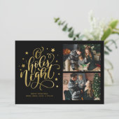 "O Holy Night" Modern Lettering Foto Feestdagenkaart (Staand voorkant)