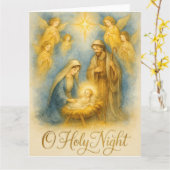 O Holy Night Nativity Christmas Kaart (Gele Bloem)