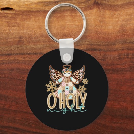 O Holy Night Patchwork Angel Christian Jesus Chris Sleutelhanger (Voorkant)