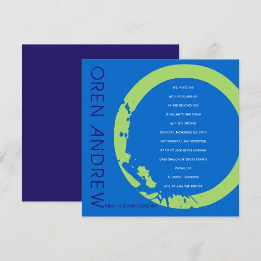 O Initiaal Collectie Bar bat Mitzvah Uitnodiging (Voorkant / Achterkant)