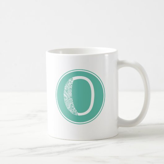 O Initiaal Floral Monogram Koffiemok (Rechts)