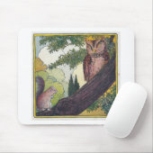 O is de oude uil die in een boom zit muismat (Met muis)