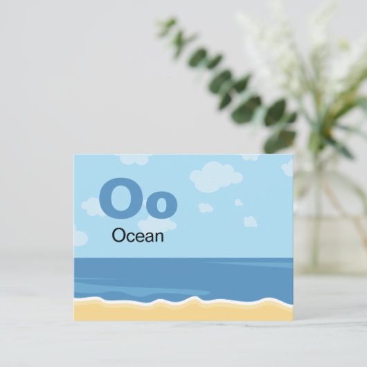 O is voor Ocean - Alphabet Flash Kaart (Staand voorkant)