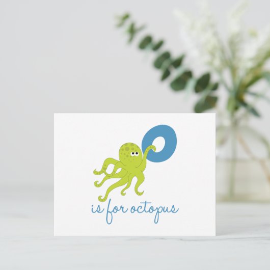 O is voor octopus briefkaart (Staand voorkant)