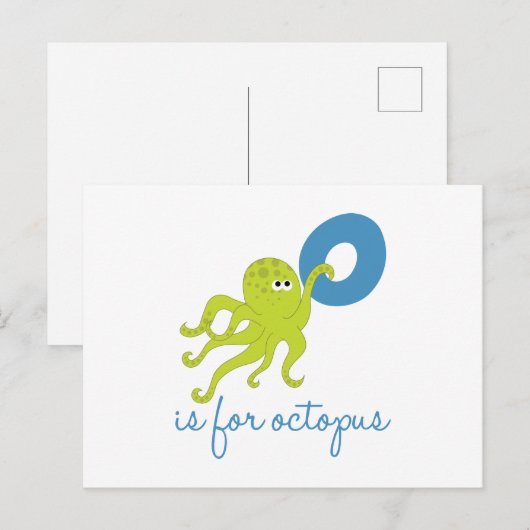 O is voor octopus briefkaart (Voorkant / Achterkant)