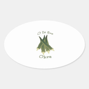 O is voor Okra Ovale Sticker