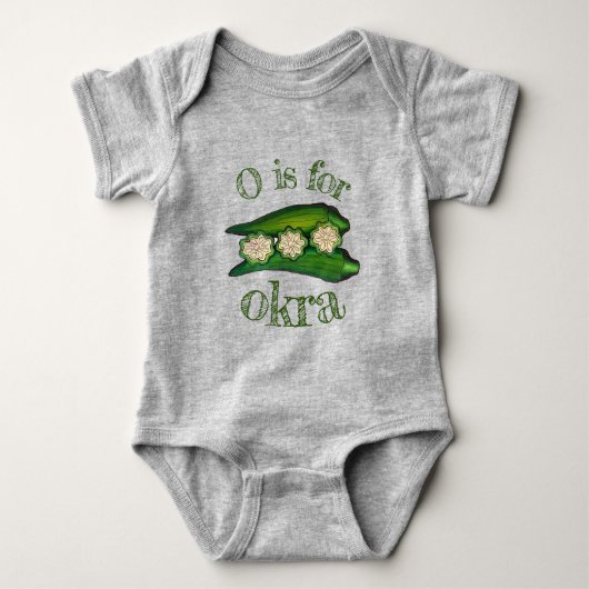 O is voor OKRA Southern Food Cooking Plant Romper (Voorkant)