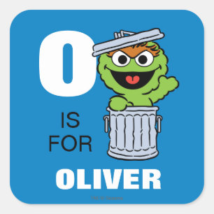 O is voor Oscar de Grouch Jouw namen toevoegen Vierkante Sticker