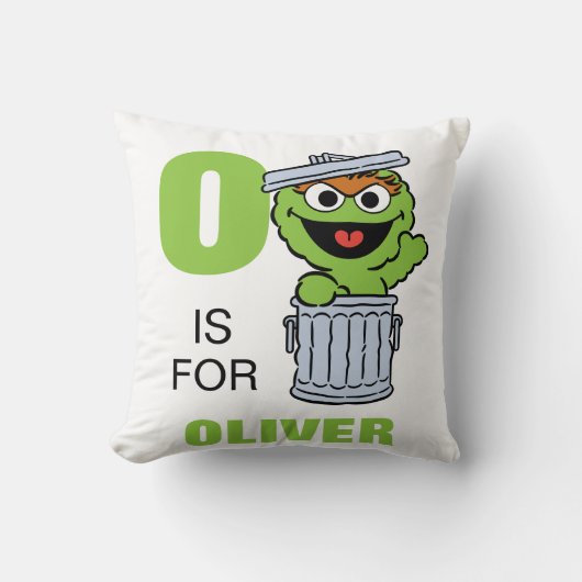 O is voor Oscar de Grouch | Voeg je naam toe Kussen (Voorkant)