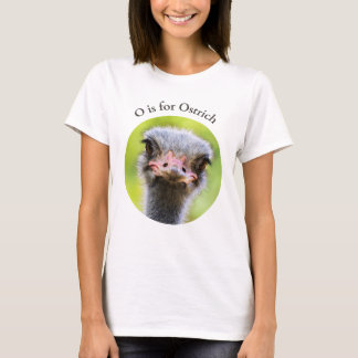 O is voor Ostrich Close-up Flightless Bird Alphabe T-shirt
