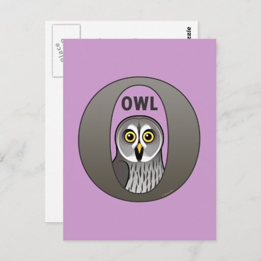 O is voor Owl Briefkaart (Voorkant / Achterkant)