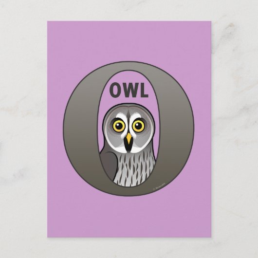 O is voor Owl Briefkaart (Voorkant)