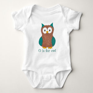 O is voor Owl Brown Wise Owl Bird Animal Romper