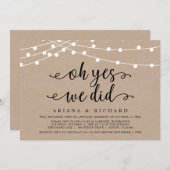 O ja, dat deden we, Bruiloft Vluchten Feest Kaart (Voorkant / Achterkant)