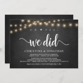 O ja, dat deden we, Rustic Elopement Party Invitat Kaart (Voorkant / Achterkant)