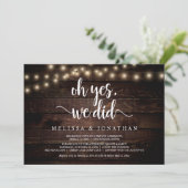 O ja, dat deden we, Rustic Wedding Elopement Kaart (Staand voorkant)