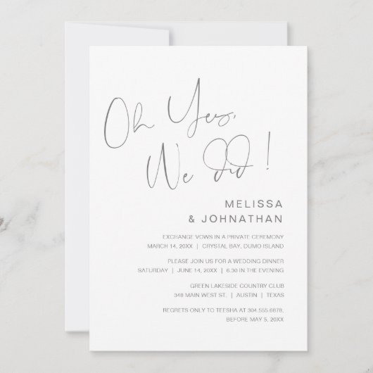 O ja, dat hebben we gedaan, Huwelijksuitnodiging v Kaart (Voorkant)