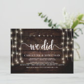 O ja, dat hebben we gedaan, Rustic Elopement-feest Kaart (Staand voorkant)